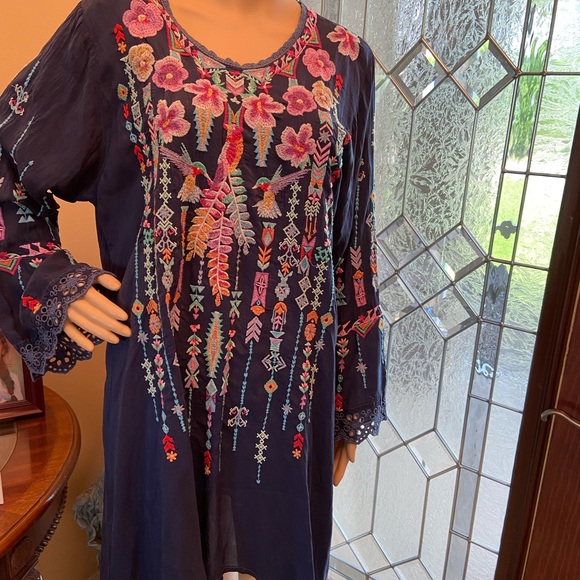 Johnny Was Embroidered Lulu Hummingbirds Tunic/ Mini Dress size XLP scoop neck - Picture 14 of 16